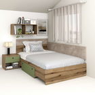 Pat colt de o persoana AMBRO, 90x200, sertar lateral, Stejar, Pesto