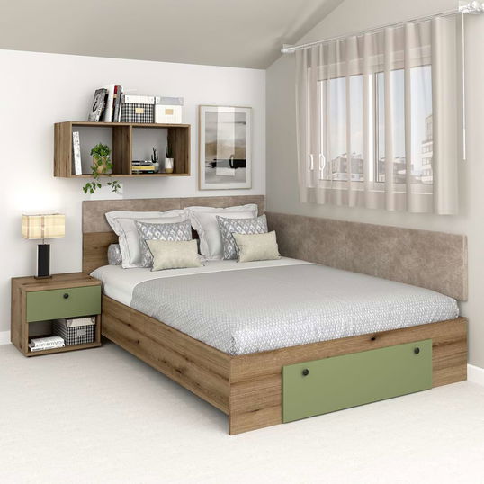 Pat colt AMBRO, 160x200, sertar frontal, Stejar, Pesto