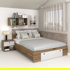 Pat colt AMBRO, 140x200, sertar frontal, Stejar, Alb