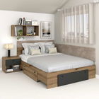 Pat colt AMBRO, 140x200, 2 sertare, Stejar, Antracit