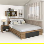 Pat colt AMBRO, 140x200, sertar frontal, Stejar, Antracit