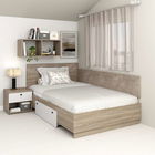 Pat colt de o persoana AMBRO, 120x200, sertar lateral, Oak, Alb