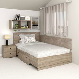 Pat colt de o persoana AMBRO, 90x200, sertar lateral, Oak