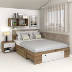 Pat colt AMBRO, 140x200, 2 sertare, Stejar, Alb