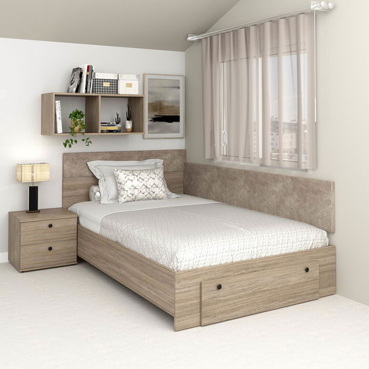 Pat colt de o persoana AMBRO, 120x200, sertar frontal, Oak