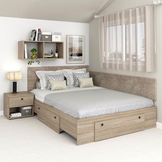 Pat colt AMBRO, 140x200, 2 sertare, Oak