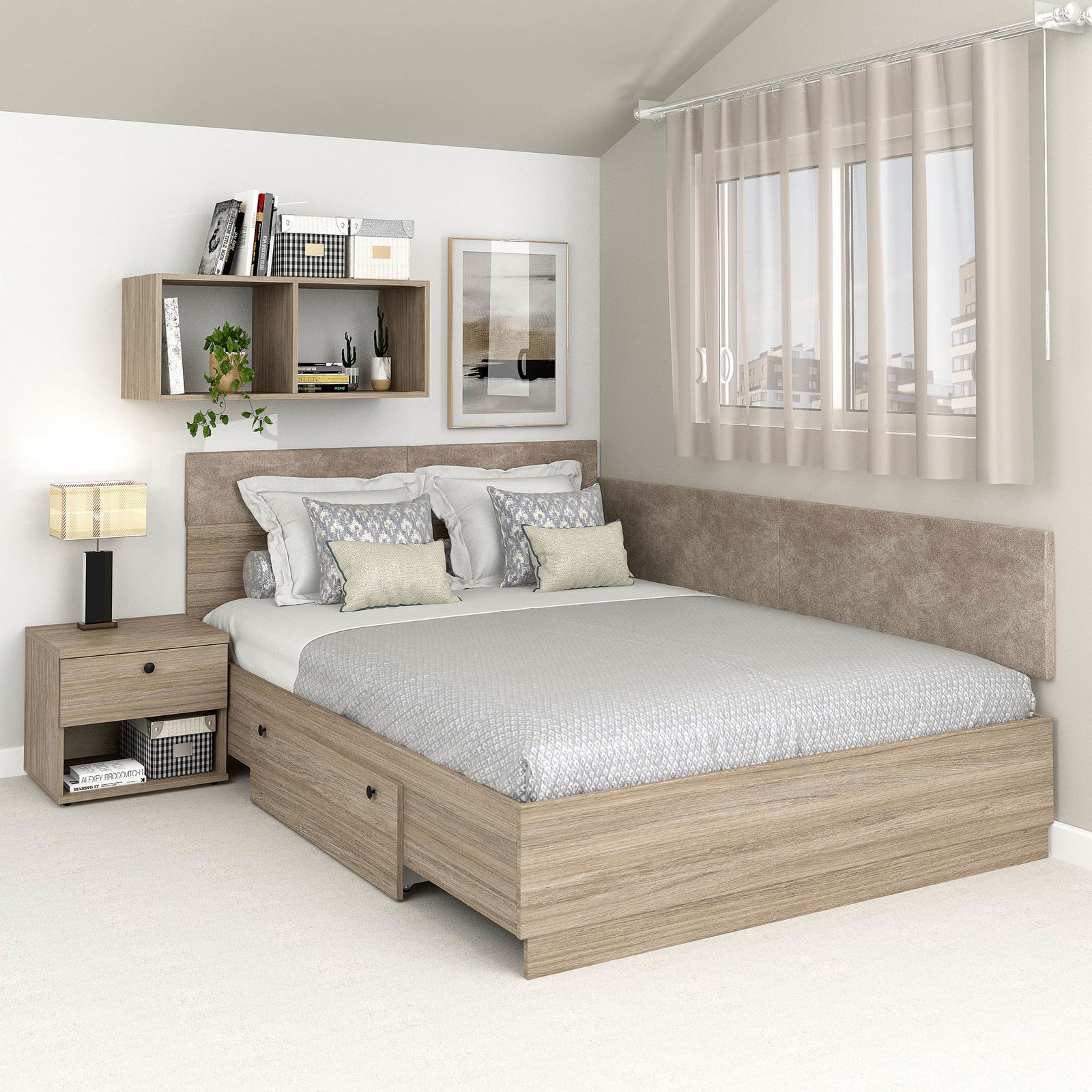 Pat colt AMBRO, 140x200, sertar lateral, Oak