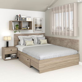 Pat colt AMBRO, 140x200, sertar lateral, Oak