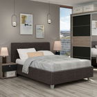 Oferta Dormitor ARISA 1, Oak, Antracit, Stofa Gri Inchis cu saltea inclusa