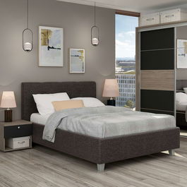 Oferta Dormitor ARISA 1, Oak, Antracit, Stofa Gri Inchis cu saltea inclusa