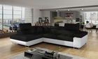 Coltar extensibil stanga 4 locuri, ELTAP, Anton, 272x203x85 cm, lemn/poliester, negru/alb