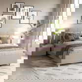 Oferta Pat tapitat ARISA, 140x200, suport saltea, stofa Grej cu saltea inclusa