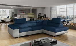 Coltar extensibil dreapta 4 locuri, ELTAP, Anton, 272x203x85 cm, lemn/poliester, bleumarin/gri