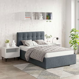 Pat tapitat copii GEORGIA Clasic, 90x200, H107, somiera, Stofa Albastru V73