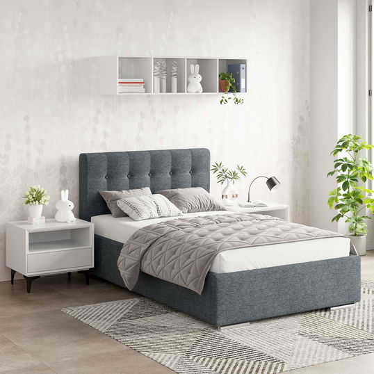 Pat tapitat copii GEORGIA Clasic, 90x200, H107, somiera, Stofa Albastru V73