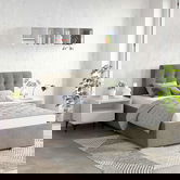 Pat tapitat copii GEORGIA Clasic, 90x200, H107, somiera, Stofa Maro Kaki V24