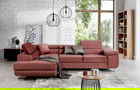 Coltar extensibil stanga 4 locuri, ELTAP, Anton, 272x203x85 cm, lemn/poliester, roz