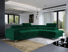 Coltar extensibil dreapta 4 locuri, ELTAP, Lau-34, Laurence, 278x205x92 cm, lemn/poliester, verde inchis