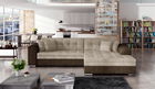 Coltar extensibil dreapta 4 locuri, ELTAP, Sorento, 296x194x78 cm, lemn/poliester, bej deschis/maro