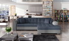 Coltar extensibil dreapta 4 locuri, ELTAP, Sorento, 296x194x78 cm, lemn/poliester, albastru/gri