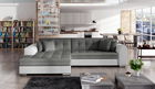 Coltar extensibil stanga 4 locuri, ELTAP, Sorento, 296x194x78 cm, lemn/poliester, gri inchis/alb