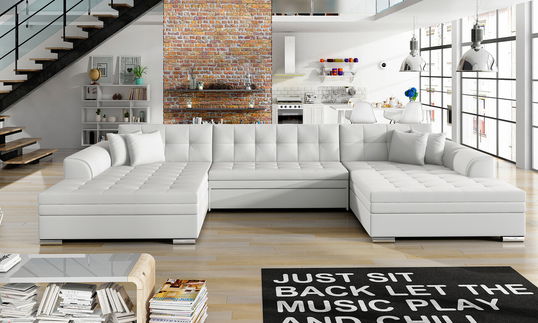 Coltar extensibil 5 locuri, ELTAP, Vento, 359x165x87 cm, lemn/poliester, alb