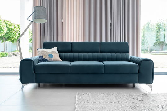 Canapea extensibila 3 locuri, ELTAP, SO-LAU-40NU, Laurence, 261x97x105 cm, lemn/poliester, albastru inchis