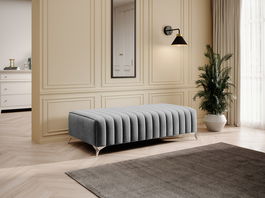 Bancheta, ELTAP, PU-LAU-03NU, Laurence, 132x64x36 cm, poliester, gri deschis