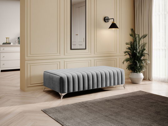 Bancheta, ELTAP, PU-LAU-03NU, Laurence, 132x64x36 cm, poliester, gri deschis
