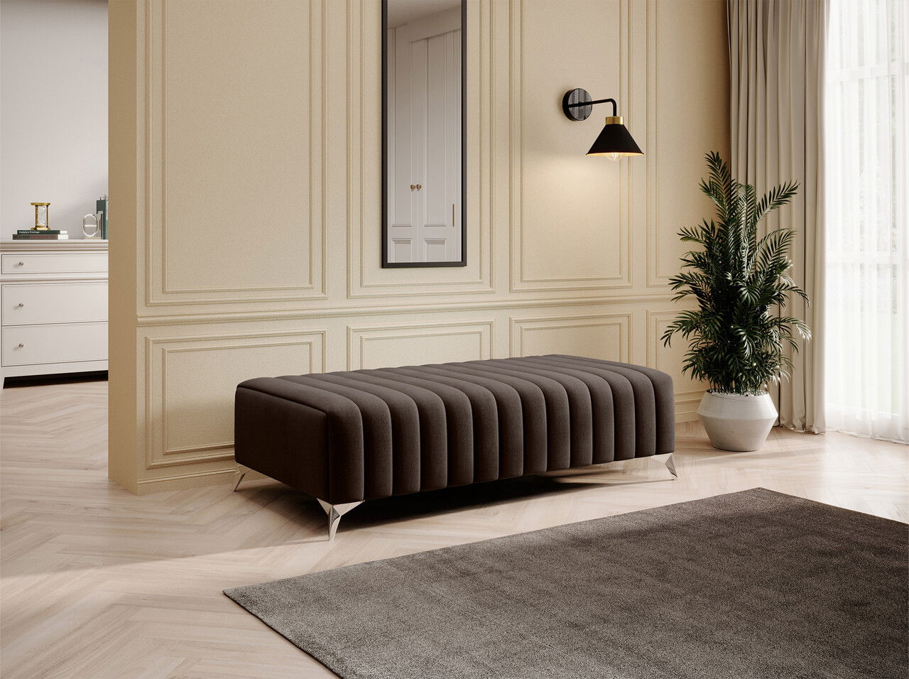 Bancheta, ELTAP, PU-LAU-22NU, Laurence, 132x64x36 cm, poliester, maro