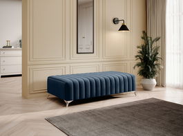 Bancheta, ELTAP, PU-LAU-40NU, Laurence, 132x64x36 cm, poliester, albastru inchis