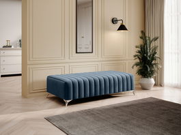 Bancheta, ELTAP, PU-LAU-76MO, Laurence, 132x64x36 cm, poliester, albastru deschis