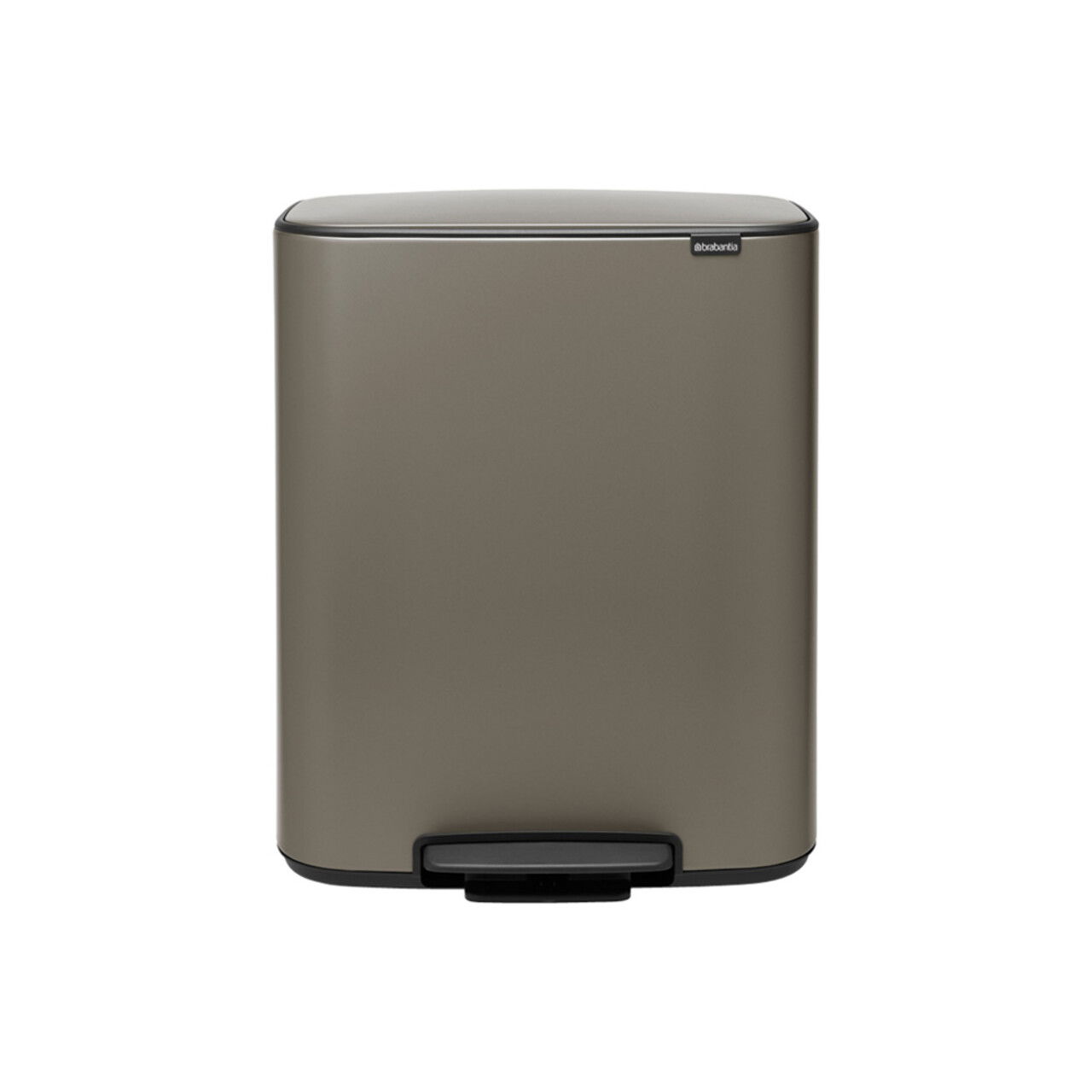 Cos de gunoi cu pedala, Brabantia, Bo Pedal Platinum, 60 L, 36.3x54.1x65.2 cm, otel, gri inchis