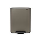 Cos de gunoi cu pedala, Brabantia, Bo Pedal Platinum, 60 L, 36.3x54.1x65.2 cm, otel, gri inchis