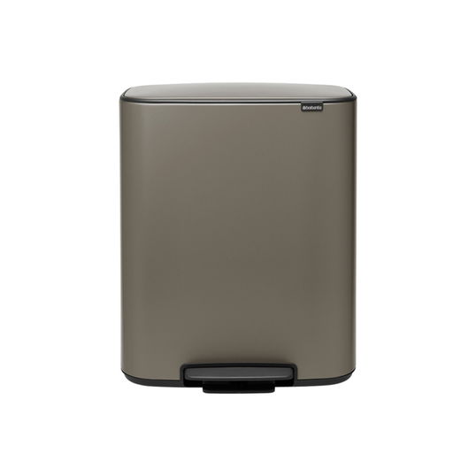 Cos de gunoi cu pedala, Brabantia, Bo Pedal Platinum, 60 L, 36.3x54.1x65.2 cm, otel, gri inchis