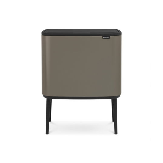 Cos de gunoi cu soft touch, Brabantia, Bo Touch Platinum, 11/23 L, 31.2x54x68 cm, otel, gri