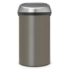 Cos de gunoi cu soft touch, Brabantia, Touch Platinum, 60 L, 40x40x71 cm, otel, gri inchis