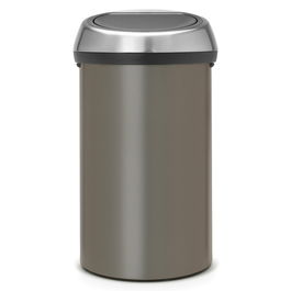 Cos de gunoi cu soft touch, Brabantia, Touch Platinum, 60 L, 40x40x71 cm, otel, gri inchis