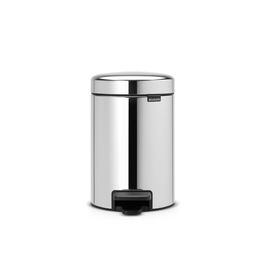 Cos de gunoi cu pedala, Brabantia, NewIcon Brilliant Steel, 3 L, 23.5x16.8x26.4 cm, otel, argintiu