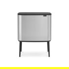 Cos de gunoi cu soft touch, Brabantia, Bo Touch Matt Fingerprint Proof, 11/23 L, 31.2x54x68 cm, otel, argintiu
