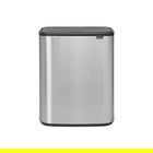 Cos de gunoi cu soft touch, Brabantia, Bo Touch Matt Fingerprint Proof, 60 L, 31.2x54.5x65.6 cm, otel, argintiu