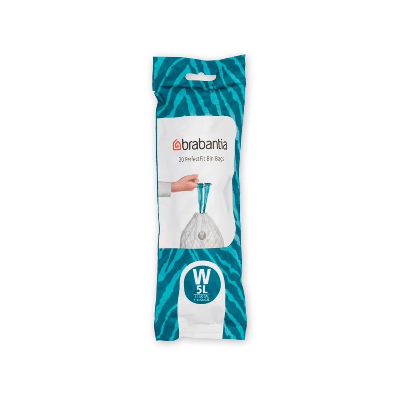 Set 20 saci de gunoi, Brabantia, NewIcon PerfectFit, marimea W, 5 L, nailon, alb