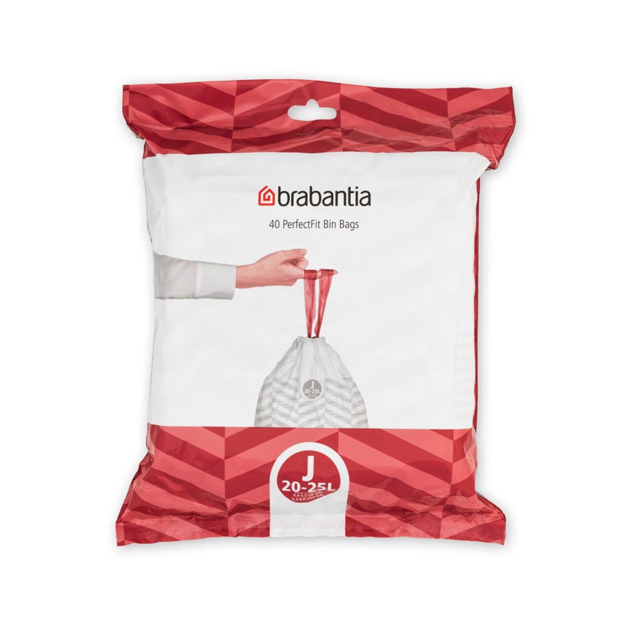 Set 40 saci de gunoi, Brabantia, PerfectFit, marimea J, 20-25 L, nailon, alb