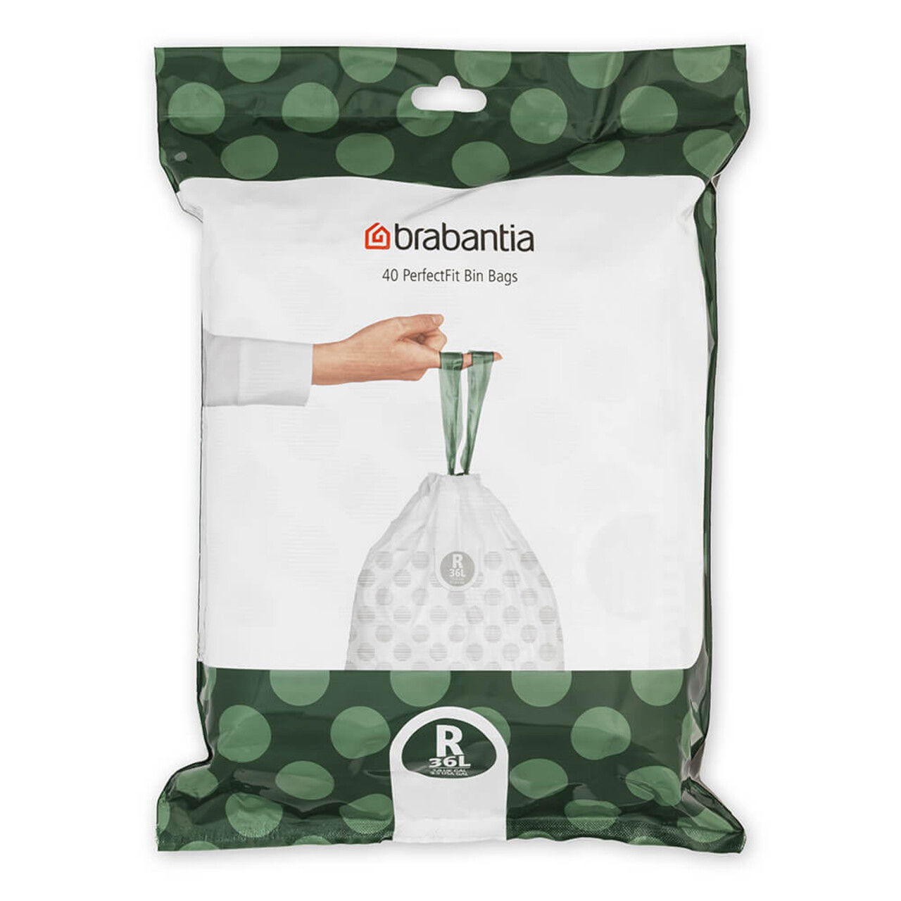 Set 40 saci de gunoi, Brabantia, PerfectFit, marimea R, 36 L, nailon, alb