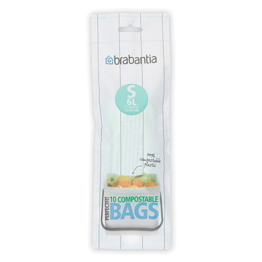 Set 10 saci de gunoi, Brabantia, PerfectFit Sort&Go, marimea S, 6 L, nailon, verde