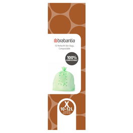 Set 10 saci de gunoi, Brabantia, PerfectFit, marimea X, 10-12 L, nailon, verde