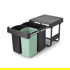Cos de gunoi incorporat, Brabantia, Sort&Go, 2x10 L+20 L, 48.1x40.4x39.6 cm, polipropilena, gri inchis/verde jad