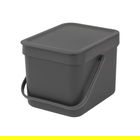 Cos de gunoi, Brabantia, Sort&Go, 6 L, 24.5x20x18.1 cm, polipropilena, gri