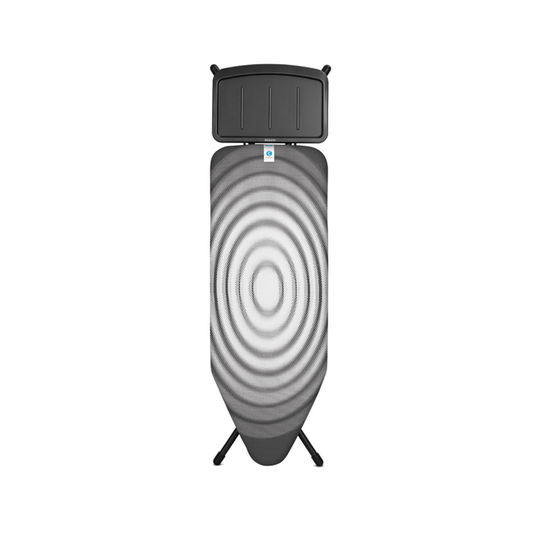 Masa de calcat, Brabantia C, Titan Oval, 124x45 cm, 7 pozitii de reglare, cu suport statie de calcat, otel/bumbac