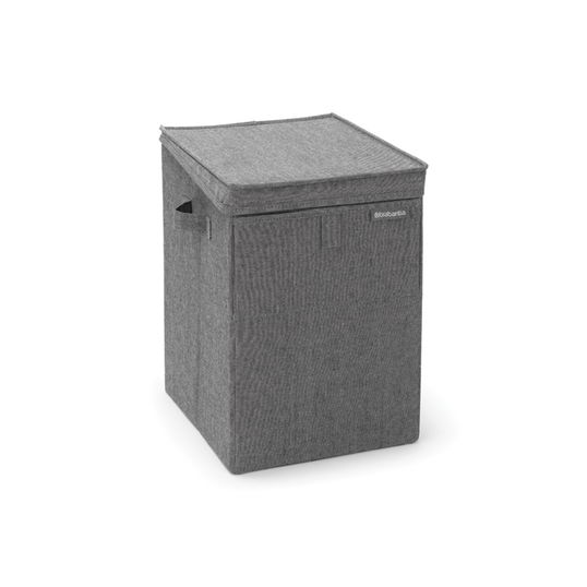 Cos de rufe stivuibil, Brabantia, Linn, 35 L, 37x32x44.5 cm, textil, negru piper